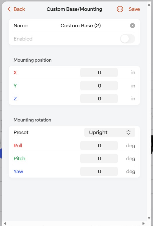 Custom Base creation page